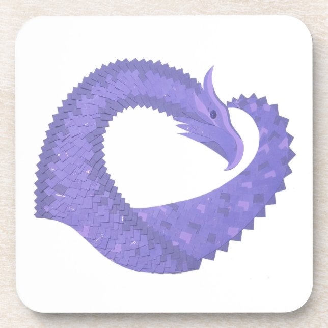 Dessous-de-verre dragon au coeur de pérywinkle sur fond blanc (Devant)