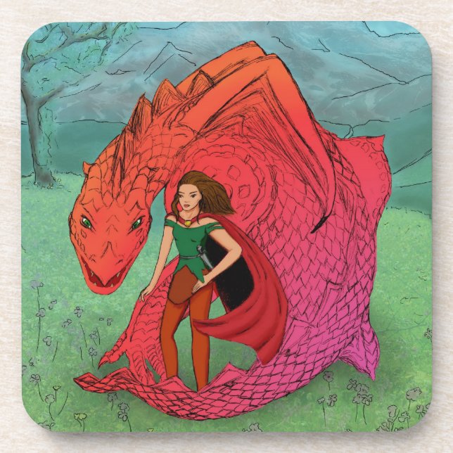 Dessous-de-verre Dragon Bébé Rouge (Devant)