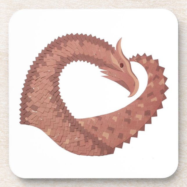 Dessous-de-verre Dragon cardiaque Brown en blanc (Devant)