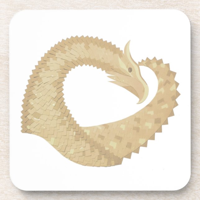 Dessous-de-verre Dragon de coeur de grès sur blanc (Devant)