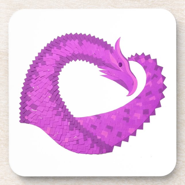 Dessous-de-verre Dragon de coeur violet clair sur blanc (Devant)