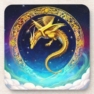 Dessous-de-verre Dragon Doré dans le Ciel Cosmique