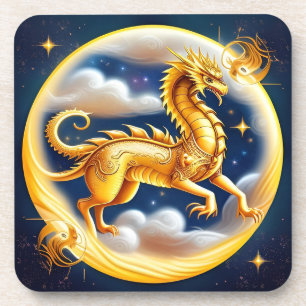 Dessous-de-verre Dragon Doré dans le Ciel Cosmique