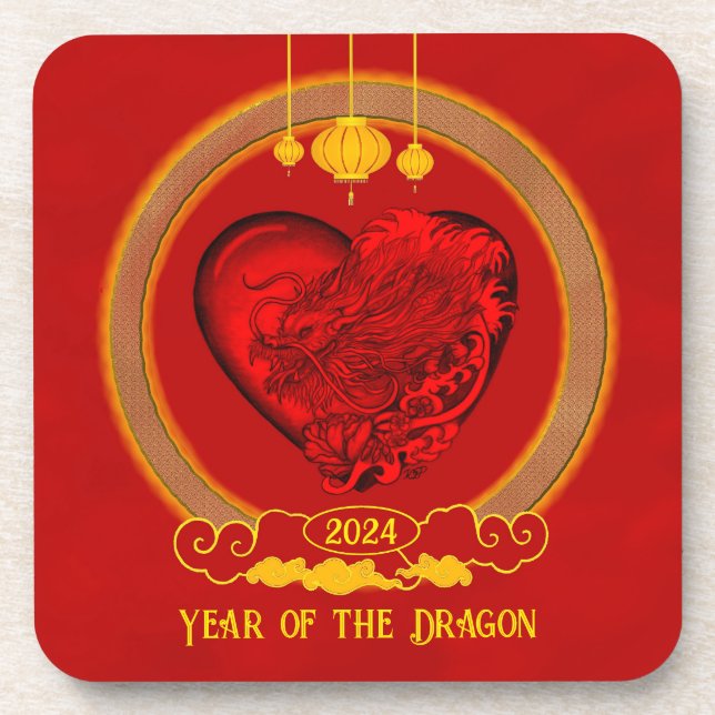 Dessous-de-verre Dragon Heart, Année du Dragon (Devant)