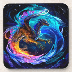 Dessous-de-verre Dragon Majestueux S'envole Parmi des Tourbillons V