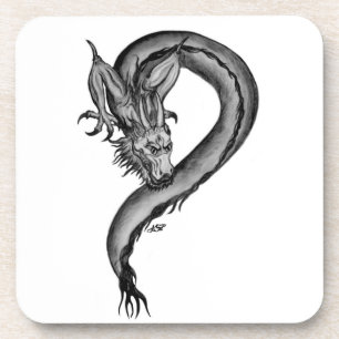 Dessous-de-verre Dragon noir et blanc