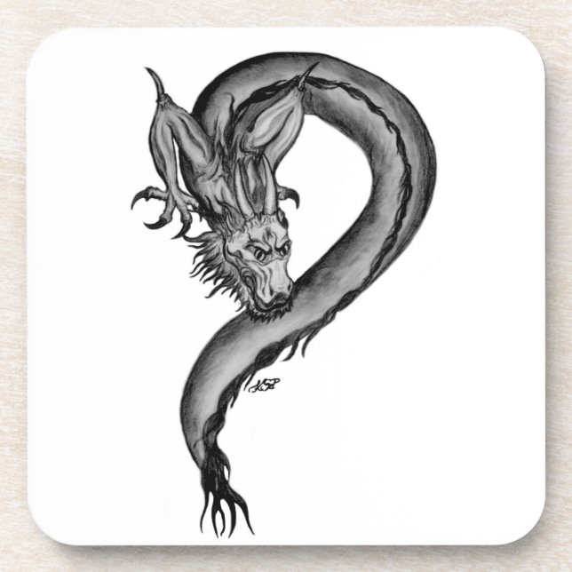 Dessous-de-verre Dragon noir et blanc (Devant)