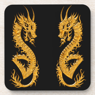 Dessous-de-verre Dragon oriental d'or 02