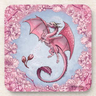 Dessous-de-verre Dragon rose du printemps Nature Imaginaire Art