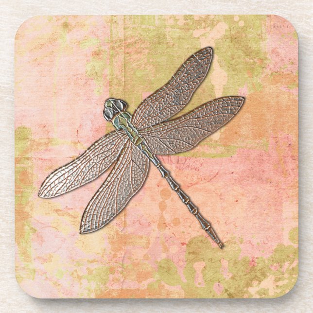 Dessous-de-verre Dragonfly d'impressions roses (Devant)