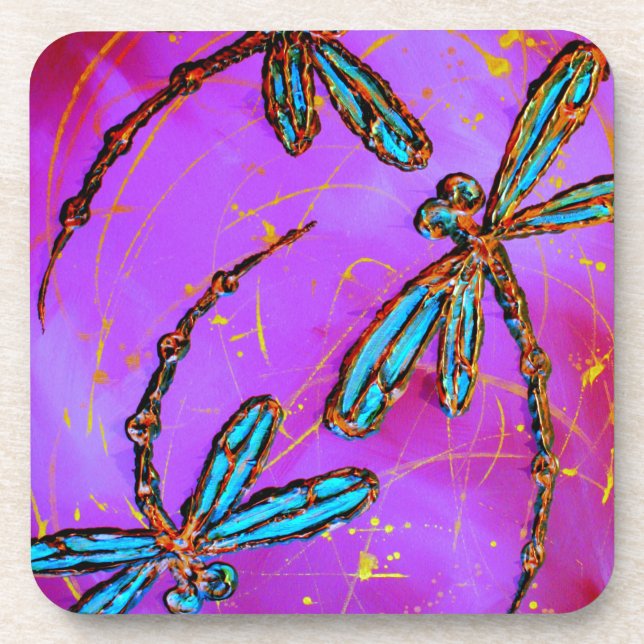 Dessous-de-verre Dragonfly Flit Electrique rose (Devant)