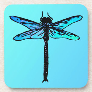 Dessous-de-verre Dragonfly japonaise vintage, bleu turquoise