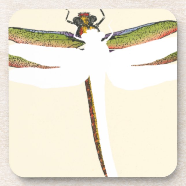 Dessous-de-verre Dragonfly miniature sur Arrière - plan blanc (Devant)