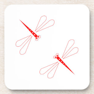 Dessous-de-verre Dragonfly - White Hard Plastic coasters - set of 6