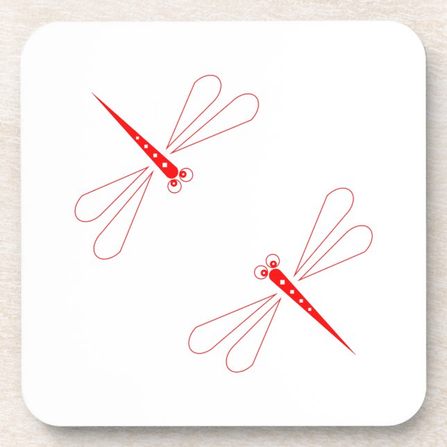 Dessous-de-verre Dragonfly - White Hard Plastic coasters - set of 6 (Devant)