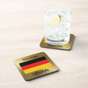 Dessous-de-verre Drapeau Allemagne+Dessous de verre texte