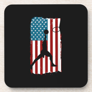 Dessous-de-verre Drapeau américain américain Basket-ball Athlète pa