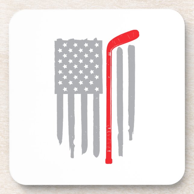 Dessous-de-verre Drapeau américain de hockey (Devant)