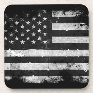 Dessous-de-verre Drapeau américain grunge noir et blanc