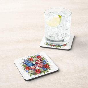 Dessous-de-verre Drapeau Américain Rouge Blanc Bleu Papillon Floral