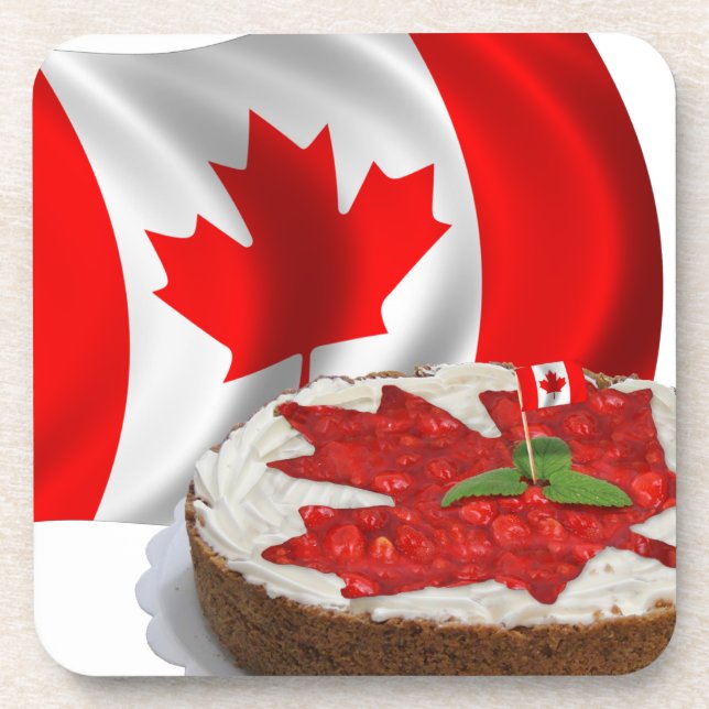 Dessous-de-verre Drapeau canadien avec gâteau en feuille d'érable c (Devant)
