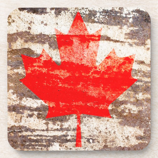 Dessous-de-verre Drapeau canadien Grunge (Devant)