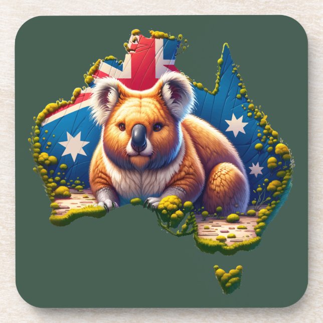 Dessous-de-verre Drapeau carte koala Australie (Devant)