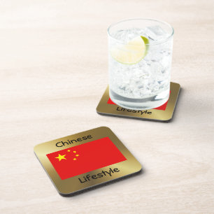 Dessous-de-verre Drapeau chinois+Dessous de verre texte