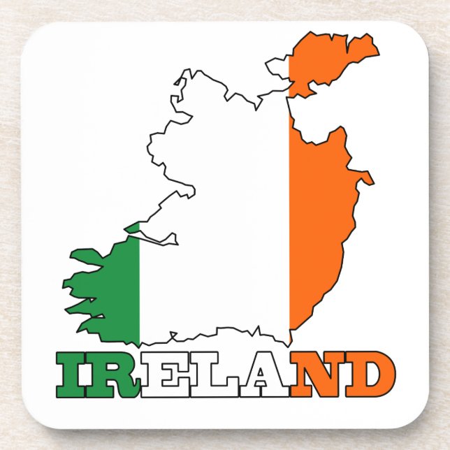 Dessous-de-verre Drapeau dans la carte de l'Irlande (Devant)