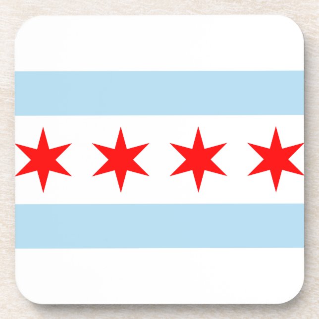 Dessous-de-verre Drapeau de Chicago, Illinois Beverage Coaster (Devant)