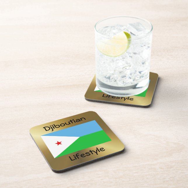 Dessous-de-verre Drapeau de Djibouti+Dessous de verre de texte (Côté Droit)