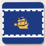 Dessous-de-verre Drapeau de la côte de boisson de Québec<br><div class="desc">Dessous de verre avec le drapeau de Québec,  la capitale de Québec,  Canada. Un drapeau bleu avec un contour blanc et un navire jaune au centre</div>