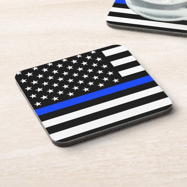 Dessous-de-verre Drapeau de la police Thin Blue Line (Côté gauche)