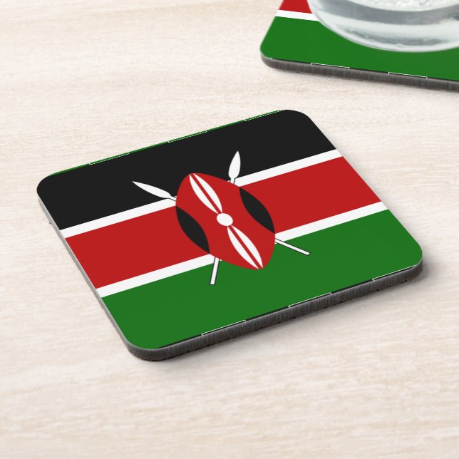 Dessous-de-verre Drapeau du Kenya : avec cadre de drapeau miniature (Côté gauche)