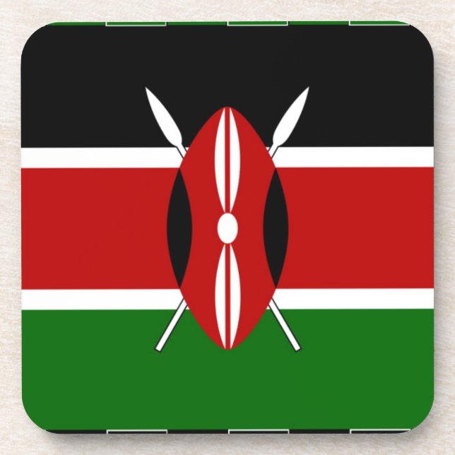 Dessous-de-verre Drapeau du Kenya : avec cadre de drapeau miniature (Devant)