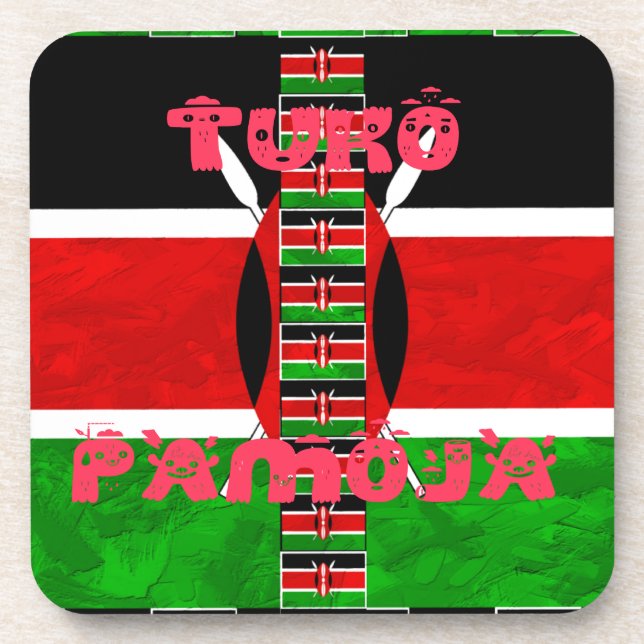 Dessous-de-verre Drapeau du Kenya : Tuko Pamoja - Design d'art de l (Devant)