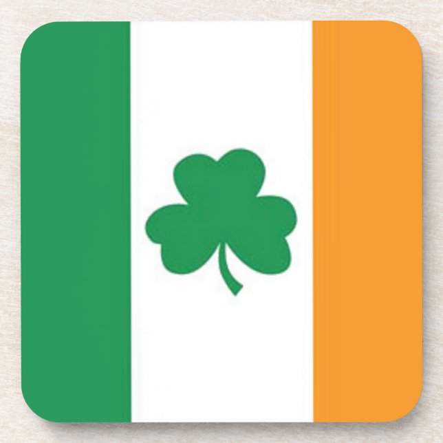 Dessous-de-verre Drapeau irlandais avec le trèfle (Devant)