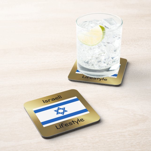 Dessous-de-verre Drapeau Israël+Dessous de verre de texte (Côté Droit)