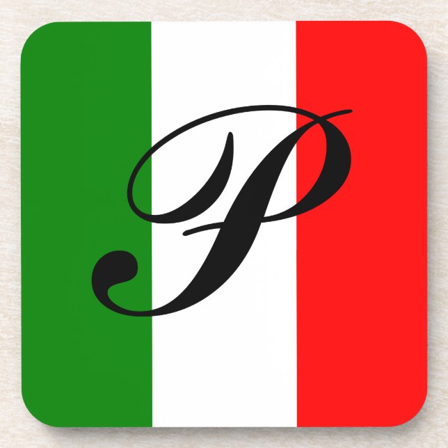 Dessous-de-verre Drapeau italien avec initiale (Devant)