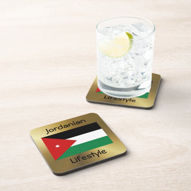 Dessous-de-verre Drapeau Jordanie+Dessous de verre texte (Côté Droit)