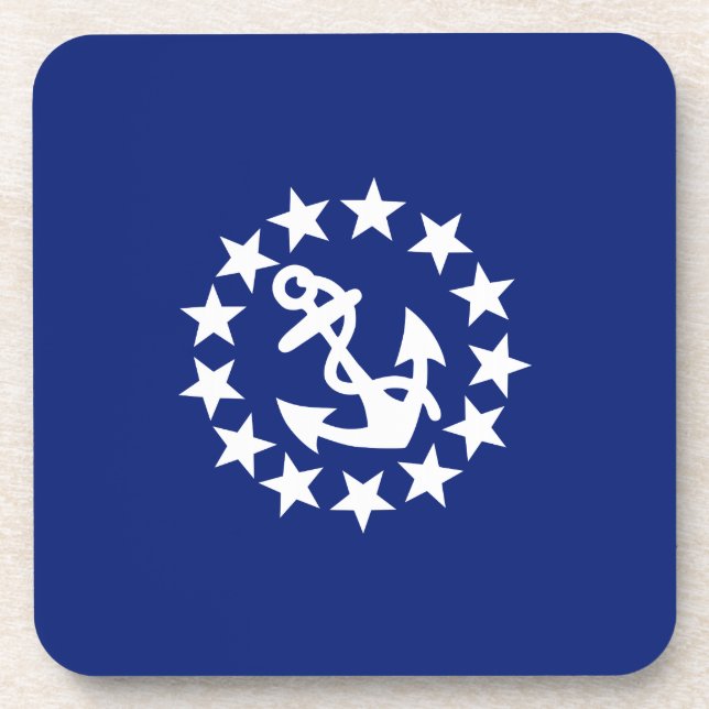 Dessous-de-verre Drapeau Nautique Américain Ancre Étoiles Bleu (Devant)