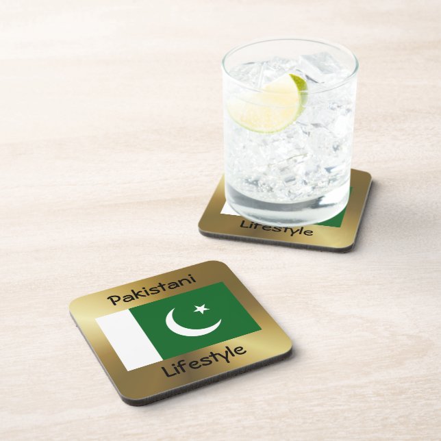Dessous-de-verre Drapeau Pakistan+Dessous de verre texte (Côté Droit)