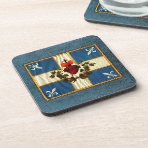 Dessous-de-verre Drapeau Québec antique Carillon Sacré-Cœur