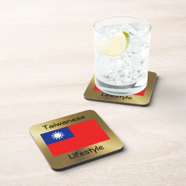 Dessous-de-verre Drapeau Taïwan+Dessous de verre texte (Côté Droit)