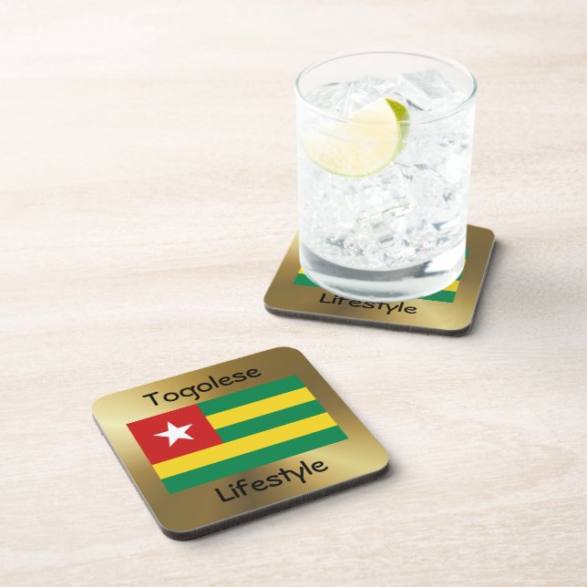 Dessous-de-verre Drapeau Togo+Dessous de verre texte (Côté Droit)