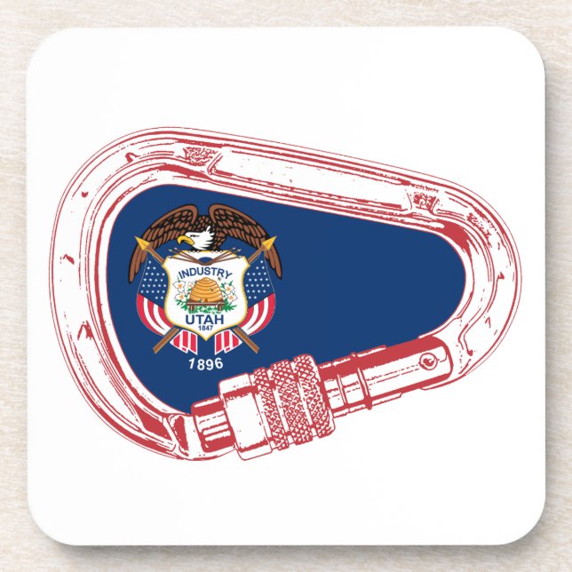 Dessous-de-verre Drapeau Utah Escalade carabiner (Devant)