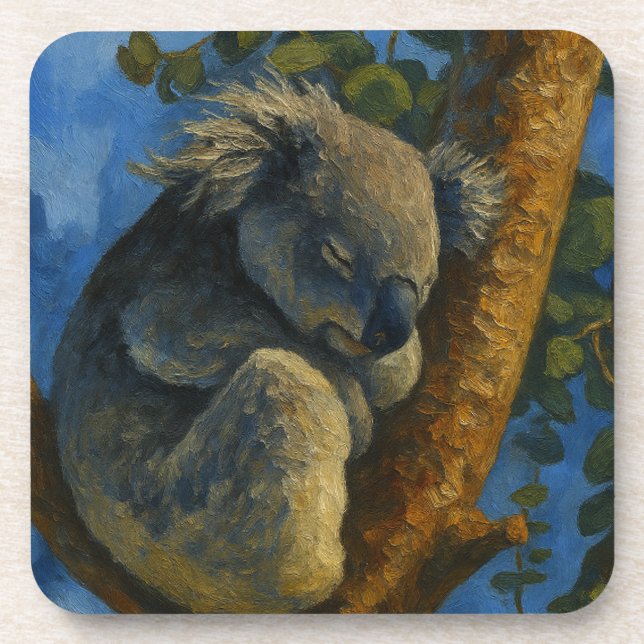 Dessous-de-verre Dreaming in the Eucalyptus - Sleeping Koala Art (Devant)
