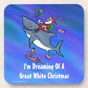 Dessous-de-verre Dreaming Of A Great White Shark Christmas