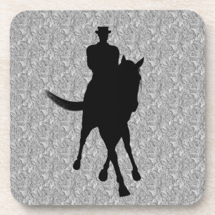 Dessous-de-verre Dressage Horse And Rider Silhouette Coaster Set