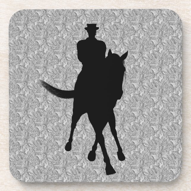Dessous-de-verre Dressage Horse And Rider Silhouette Coaster Set (Devant)